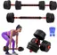 Mobiclinic, Mancuernas ajustables, 2 en 1, Peso de 2-30 kg, Incluye barra extension acolchada, Tuercas antideslizantes, Acero resistente